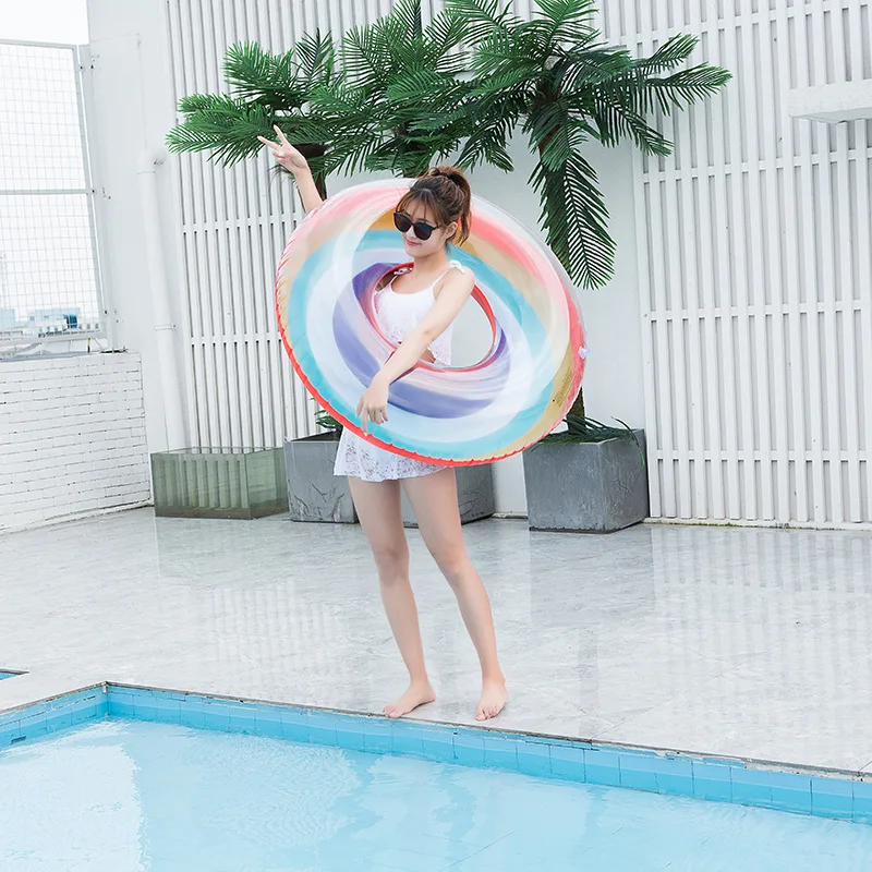 Гигантская Радужная цветная форма уплотненное Надувное ПВХ кольцо для бассейна
