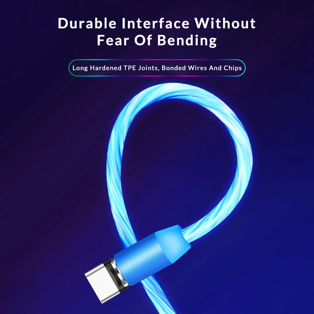 TOPK Flow светящийся Магнитный кабель Micro usb type C для iPhone XR Xs MAX 8 7Plus 5 магнитное зарядное устройство кабель для быстрой зарядки USB-C