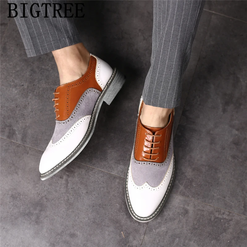 2022 Fashion Men White Dress Shoes+male Pointed Toe Flats Designer Shoes Formal High Quality Italian Brogue | Обувь