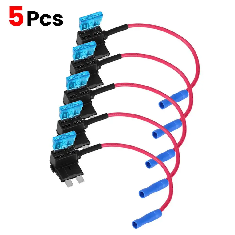 5Pcs Fuse Holder Add-a-circuit TAP Adapter Micro Mini Standard Ford ATM APM Blade Auto Fuse with 10A Blade Car Fuse with holder