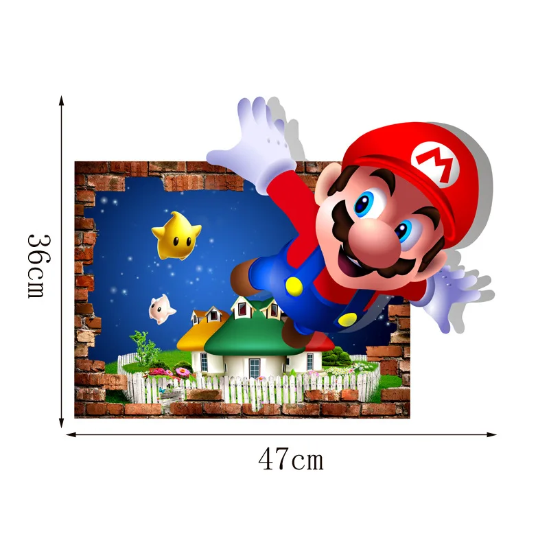 

Super Mario Bros. Sticker Anime Figure 3D PVC Wall Stickers Wallpaper Deco Stickers Children DIY Graffiti Toys Gift