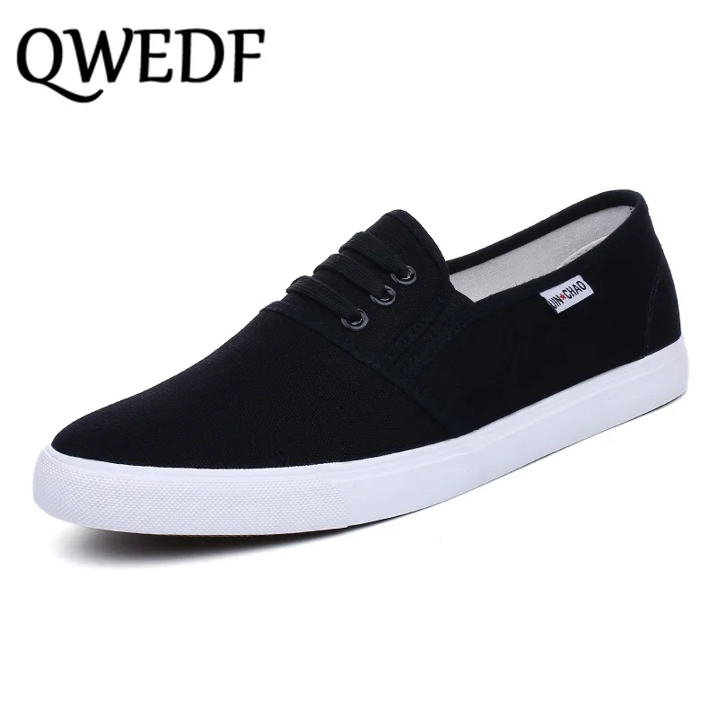 QWEDF 2019 New Flat casual shoes men adult soft rubber sole High Quality light fashion Elastic band canvas loafers ZZ-059 | Обувь