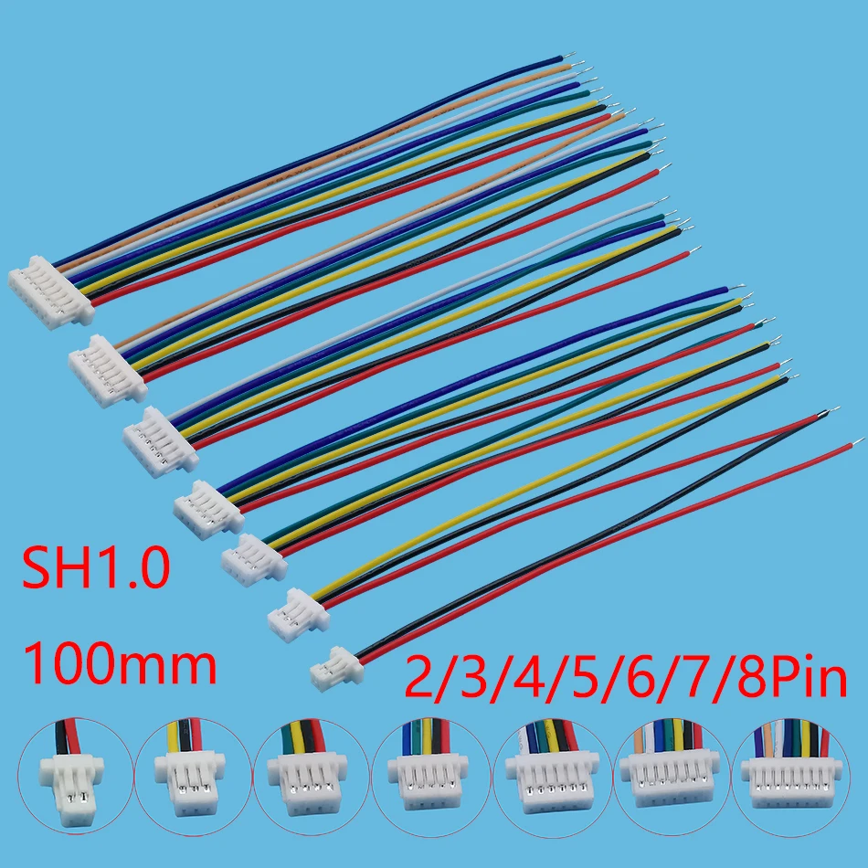 

5/10 шт. SH 1,0 JST SH1.0 2/3/4/5/6/7/8 контактный гнездовой разъем, коннектор для кабеля, одноголовочная электронная линия 28AWG 10 см