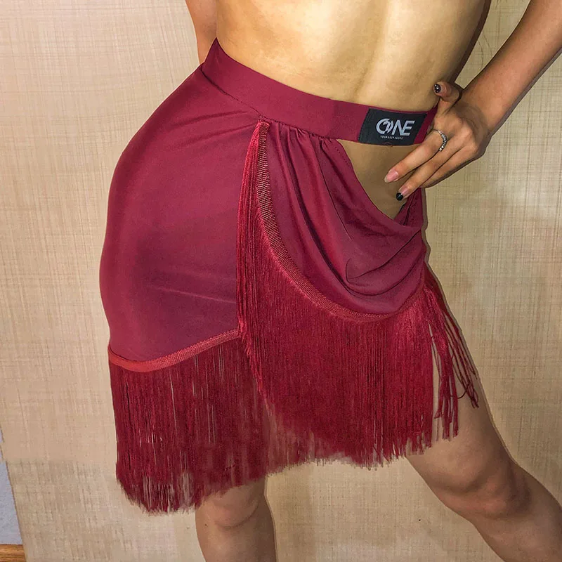 Юбка женская для латиноамериканских танцев модная бальная юбка с бахромой танго