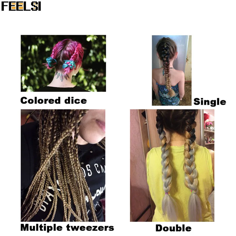 Синтетические волосы косички Омбре плетение наращивание волос коробка розовый