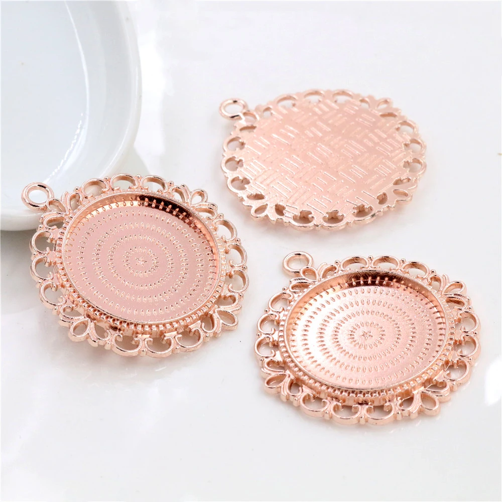 5 шт. 25 мм внутренний размер высокое качество розовое золото цветочный стиль