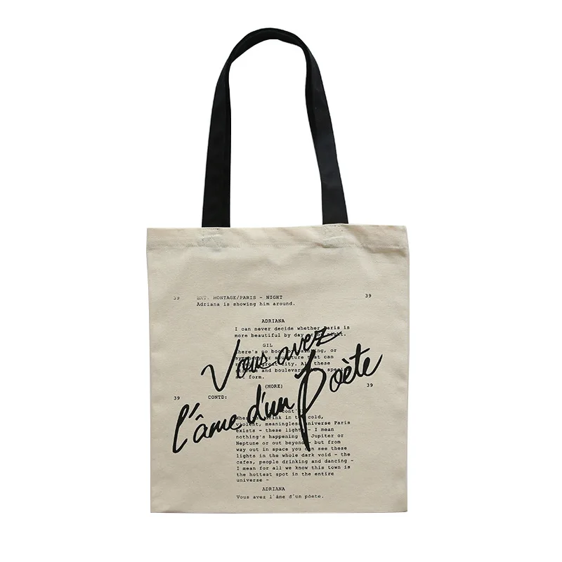 

Women Canvas Bag Letters Printing Female Pure Cotton Cloth Handbag Tote Customzied Logo Individual Character Print Shoulder Bags