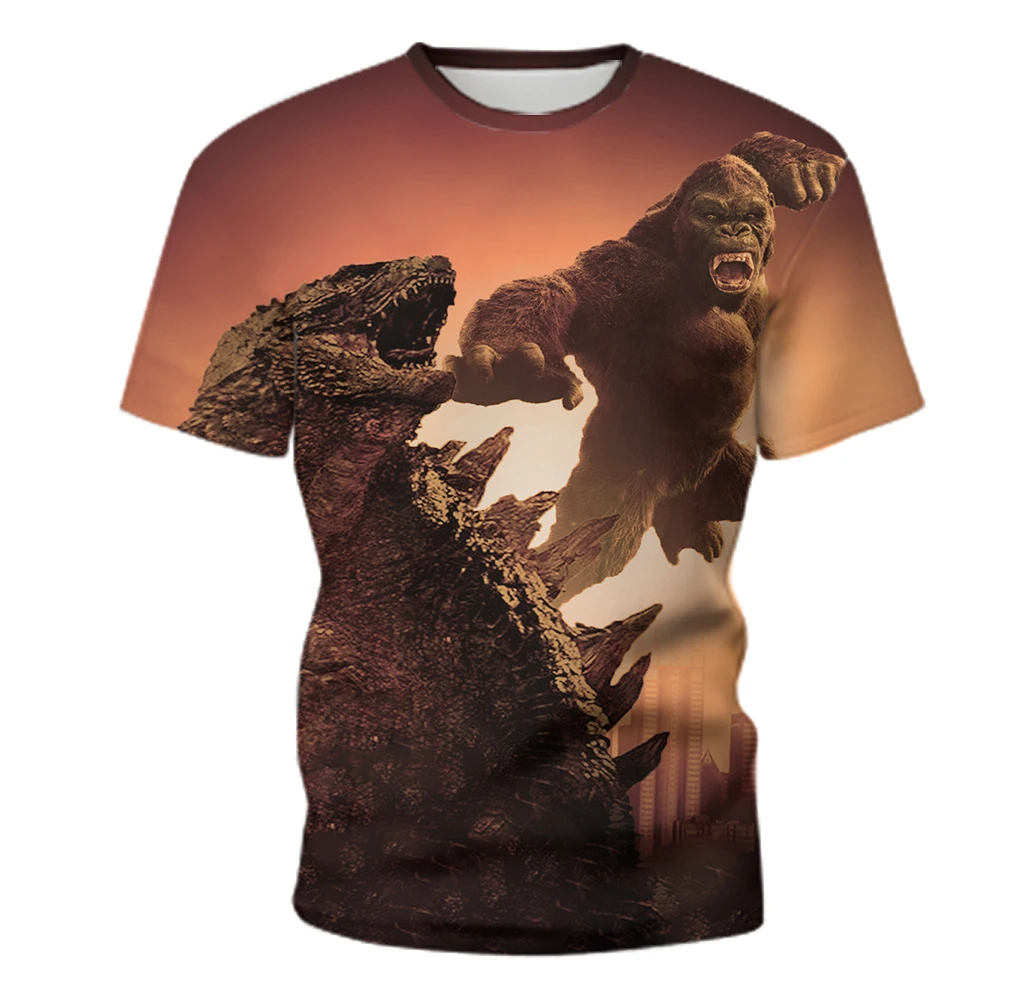 

2021 Summer New Men'S 3d Print T Shirt Movie Image Monster King Kong Graphic Tee Fashion Trend Hip Hop O-Neck Plus Size Clothes