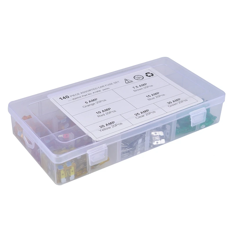 140 шт. набор предохранителей для автомобиля мотоцикла грузовика 5A 7.5A 10A 15A 20A 25A 30Amp