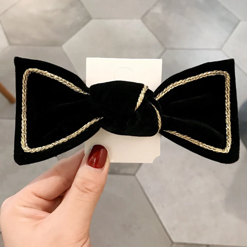 

2020 Korean New Simple Sweet Cute Hair Rope Vintage Black Velvet Bow Girl Trendy Hairpin for Women Fashion Hair Accessories