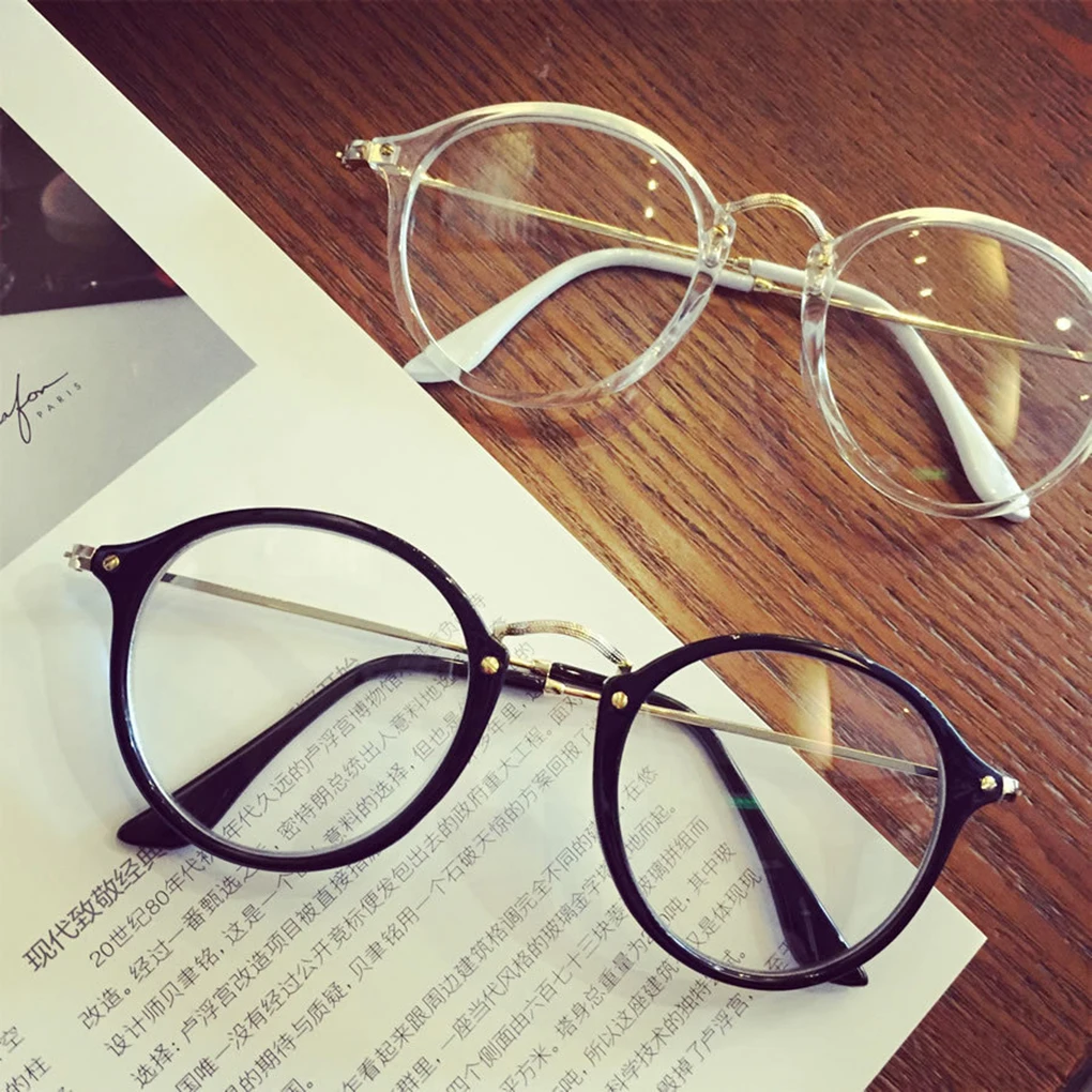 

Fashion Unisex Retro Myopia PC Frame Eyeglasses Vintage Resin Lens Transparent Glasses Frame Optical Glasses