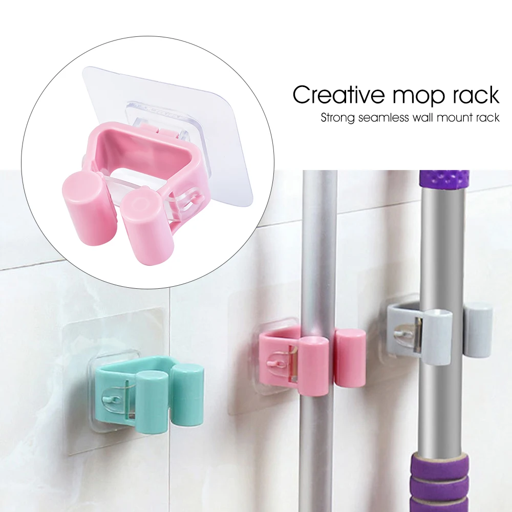 

Wall Mounted Mop Organizer Holder Clip Hook Brush Broom Holder Hanger Home Storage Rack Bathroom Suction Hanging Pipe Hooks