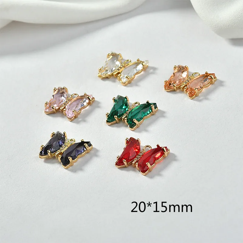 Поддерживает цвет медный Кристалл Циркон Одиночная вешалка кулон Бабочка DIY