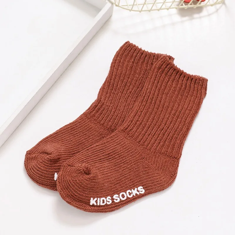 

ZR-Autumn Winter Baby Girl Boy Kids Warm Socks Cute Solid Print Soft Stockings Knitting Leg Warmers