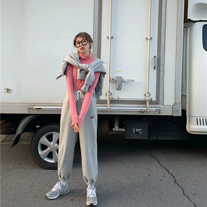 

Women 5XL Winter Plus Size Warm Pants Women Joggers Korean Fashion Gray Velvet Pants Loose Casual Sweatpants Women Streetwear