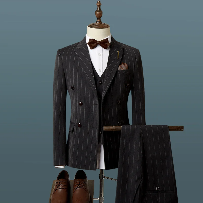 

Блейзер и жилет мужские двубортные, пиджак в британском стиле, роскошный Банкетный комплект из двух предметов