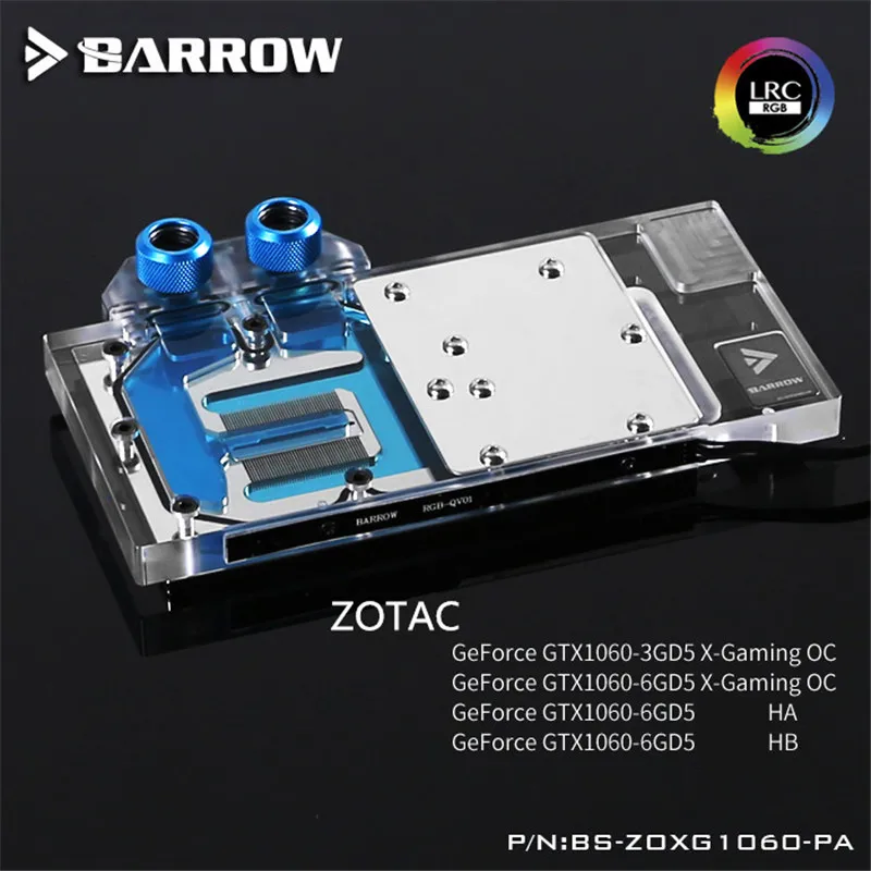 Barrow ZOTAC GTX1060 GPU водяной блок Aurora Graphis карта с полным покрытием|Кулеры и системы