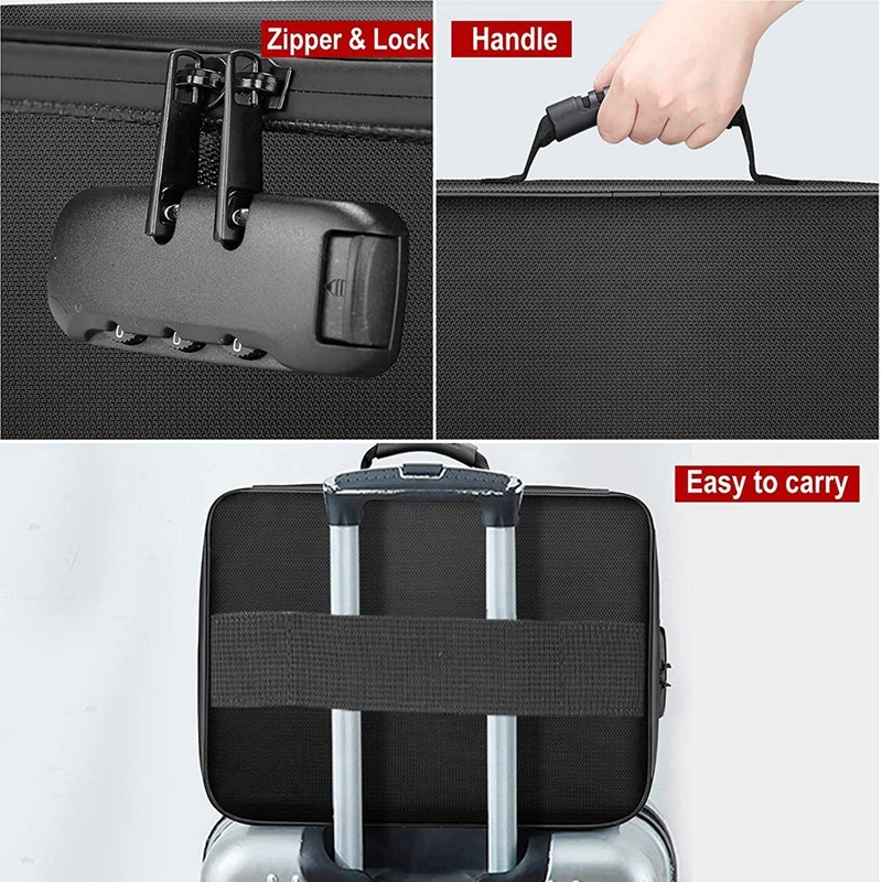 

2Pcs Document Bag with Lock, Fireproof 3-Layer Document Storage Box with Zipper,Used for Laptops, Documents, B & A