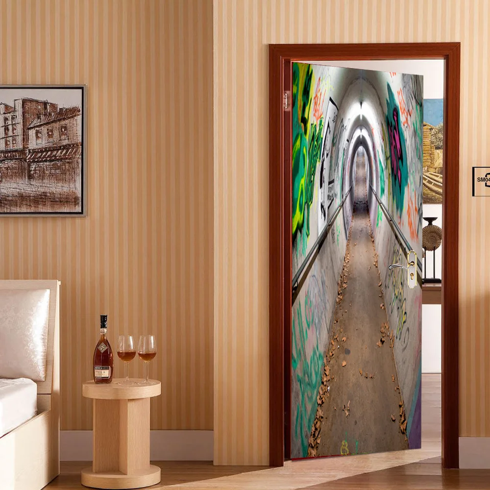 Дверная наклейка-туннель граффити креативные водонепроницаемые украшения для