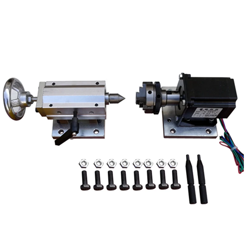 

CNC A 4Axis Rotary Axis Tailstock with 50mm 3-Jaw Chuck 57 step Motor Center Height 50MM for CNC Router
