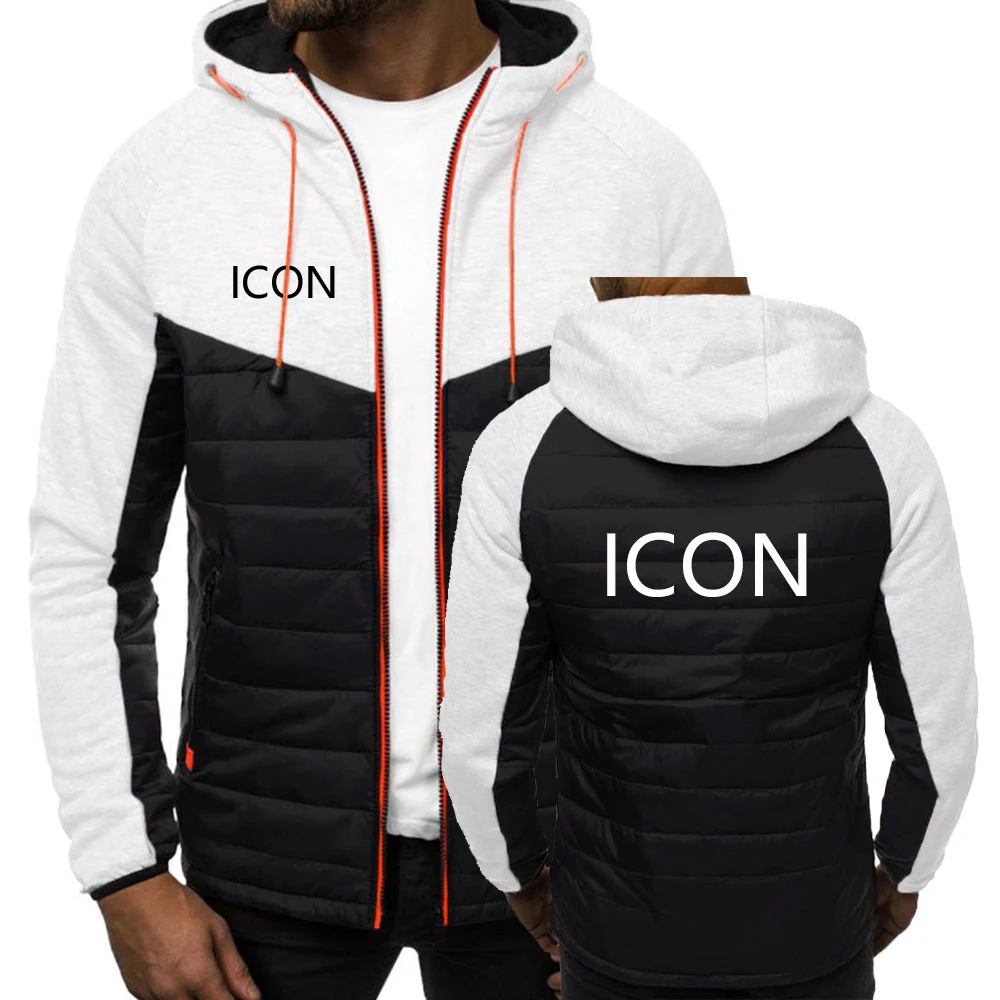 

Men ICON Hoodie For Print Hooded Jackets Zipper Spring Autumn Men Popular Coat Fashion Warm Fleece Sport Padded