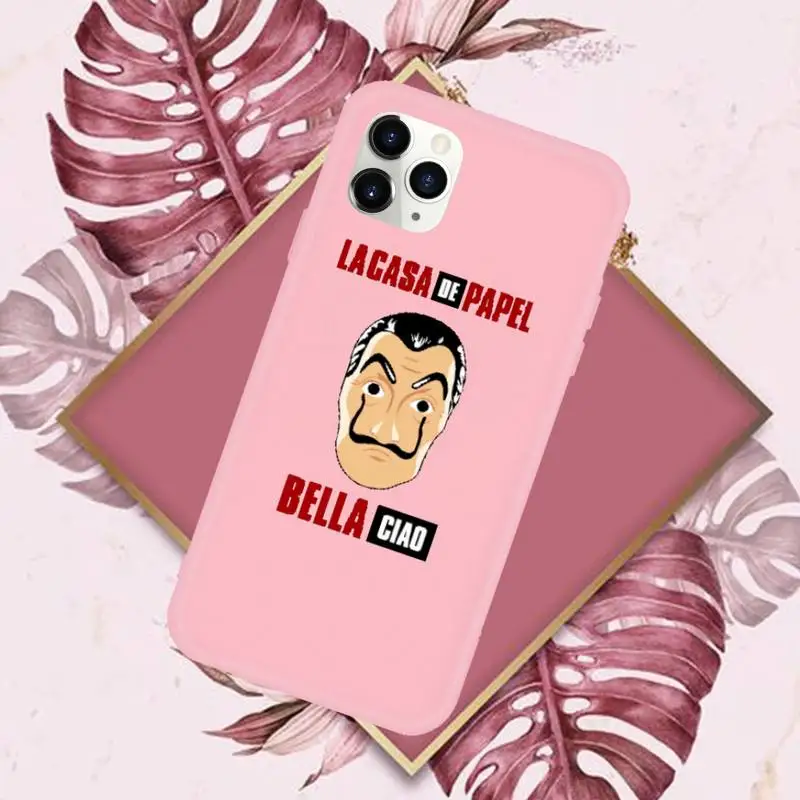 

TV Money Heist House Paper Phone Case Pink Candy Color for iPhone 11 12 mini pro XS MAX 8 7 6 6S Plus X SE 2020 XR