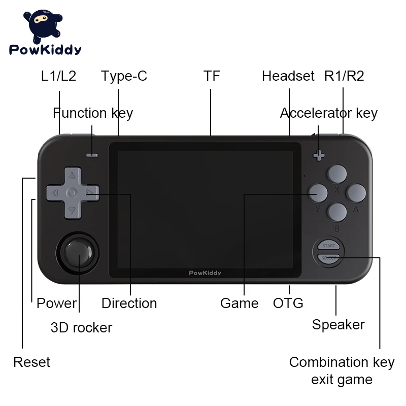 

POWKIDDY new RGB10M metal shell console RK3326 chip 3.5-inch IPS full-fit screen Sony rocker handheld game console 64G gift