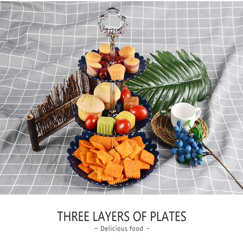 Трехслойный поднос для десертов закусок подставка свадебного торта тарелка