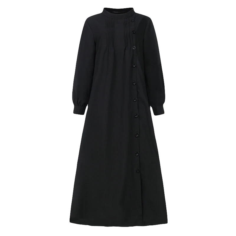Винтажное льняное платье, женская мода, длинная рубашка, vestidos robe cellumia, осень, рукав-фонарик, женское повседневное свободное платье на пуговицах, 7