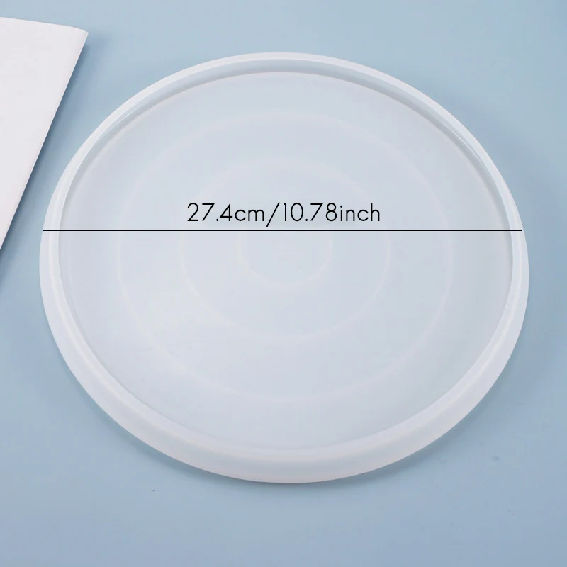 

4Pcs Self-Made Round Mirror Dish Set for Plate Coaster Large Tray Silicone Diy Glue Mold