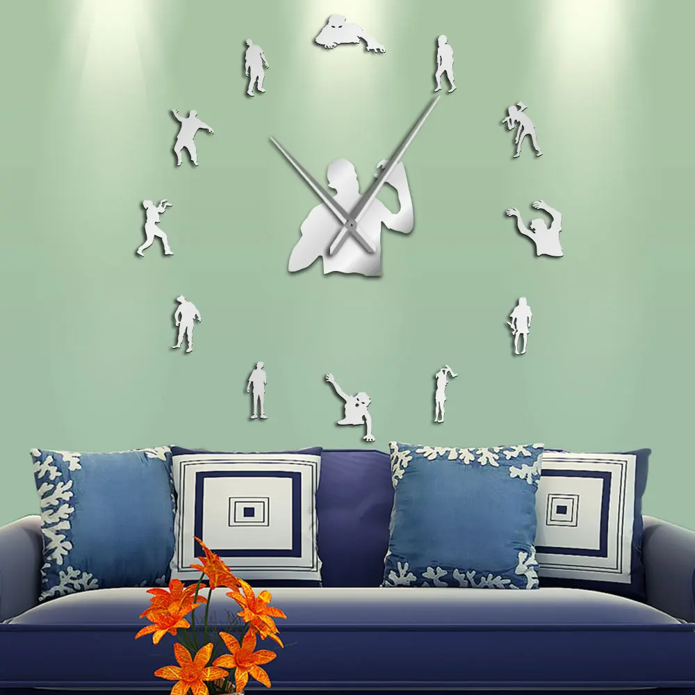 Страшные гигантские бесшумные настенные часы с зомби сделай сам огромный