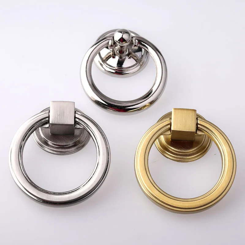 Современная простая ручка с откидным кольцом хромированная никелевая для ящиков