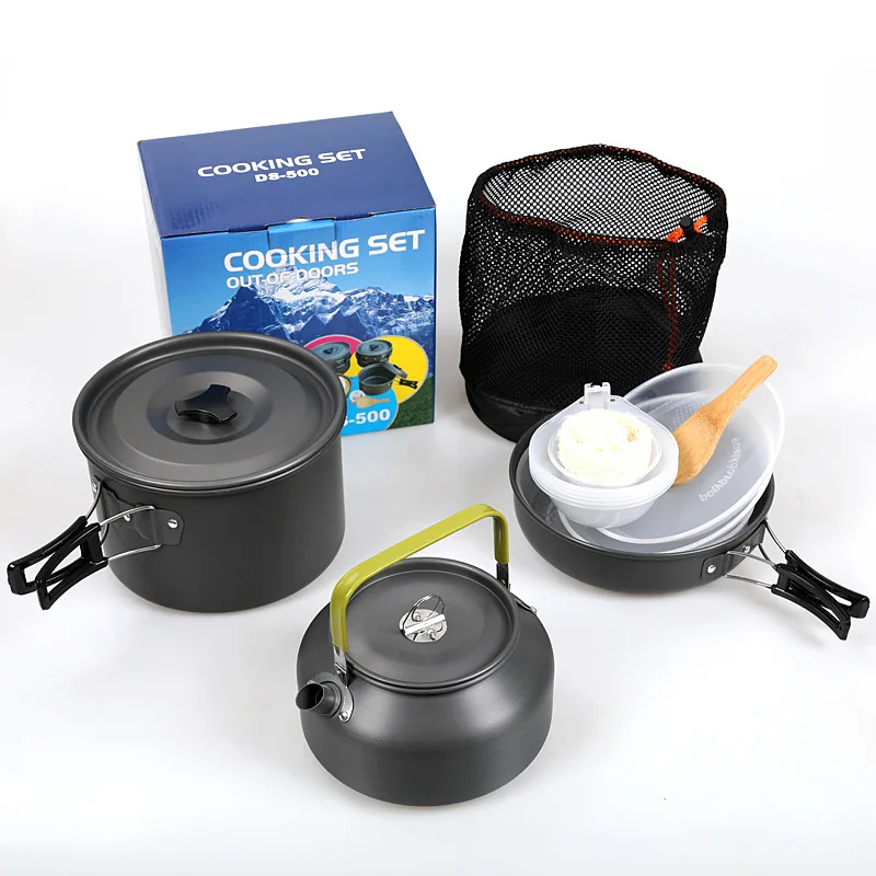 

Outdoor Camping Pot Set DS-500 with 1.2L Kettle Set Plus Accessories Portable Picnic Pot Set for 4-5 People products for outing