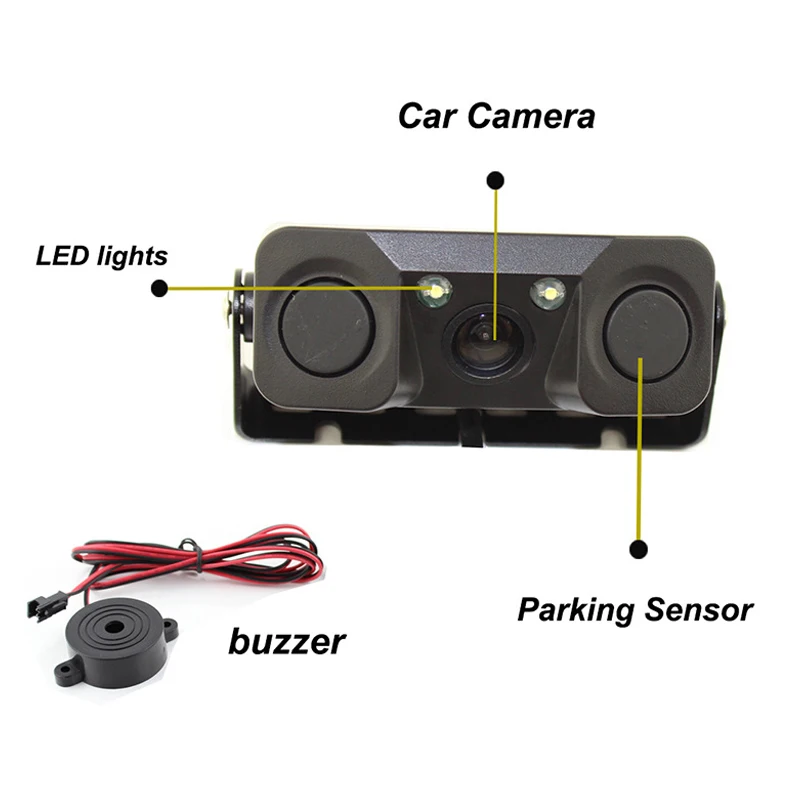 $107.80 HD Car Rear View Camera 3 in 1 Parking Radar Detector Sensor Waterproof Night Vision LED Light