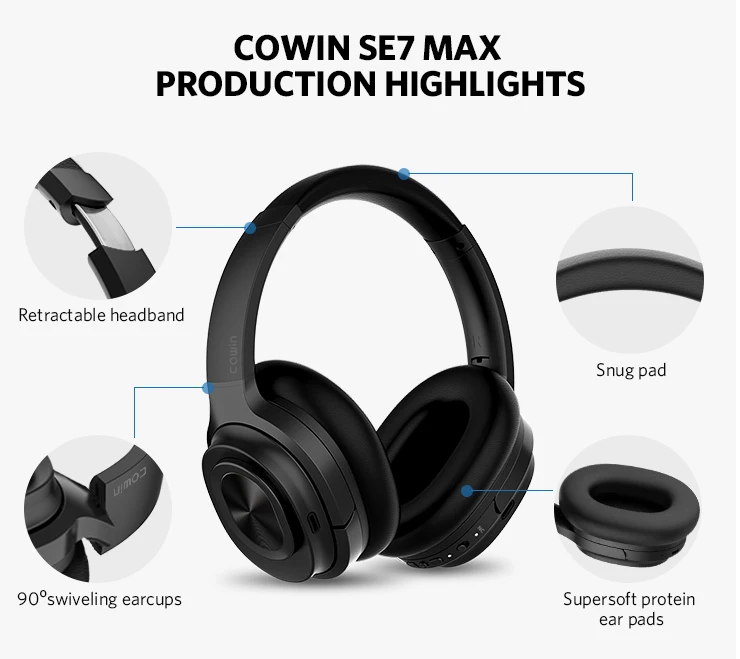 Cowin SE7MAX ANC беспроводные Bluetooth наушники с APT-X с активным шумоподавлением Наушники Bluetooth гарнитура для телефона путешествия