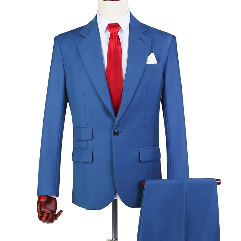 

Suit For Men Tuxedo 2 Piece Solid Color One Button Slim Fit Men Casual Business Wedding Prom Best Man For Blazer+Pants 2021