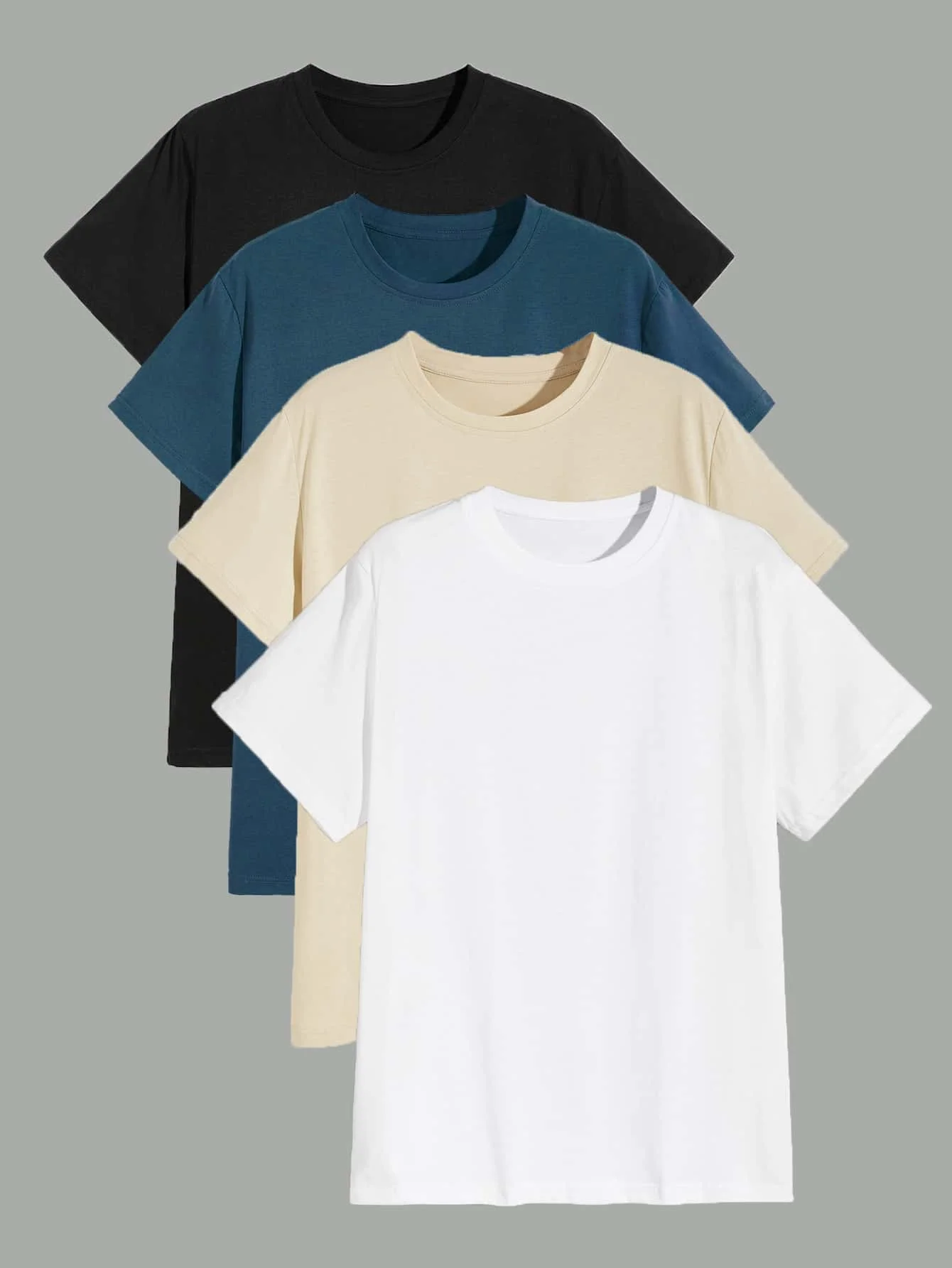 

Men 4pcs Round Neck Solid Tee Pure Color Round Collar Short Sleeve Men's T-shirt In The Summer Of 2022 The New Coat