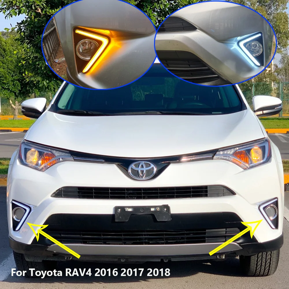 Для Toyota RAV4 RAV-4 2016 2017 2018 2 шт. передние светодиодные дневные ходовые огни DRL бампер