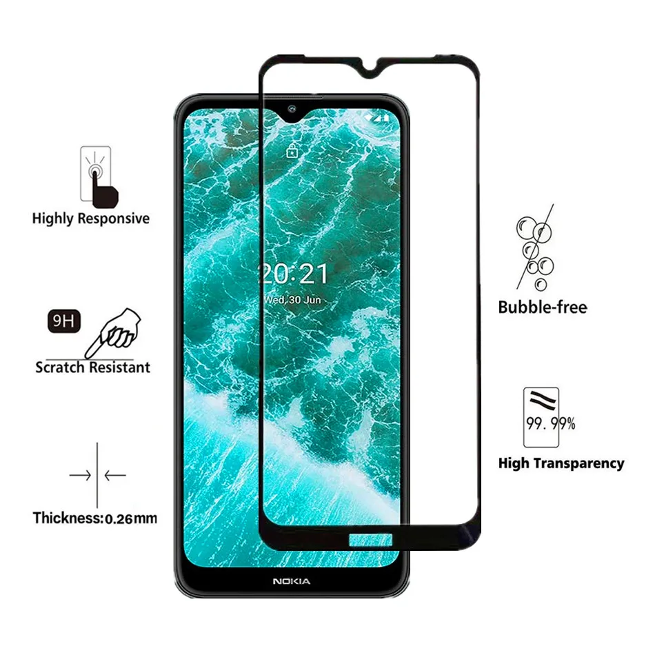 TA-1357 Защитная пленка для экрана Nokia C30 закаленное стекло полное покрытие 9D