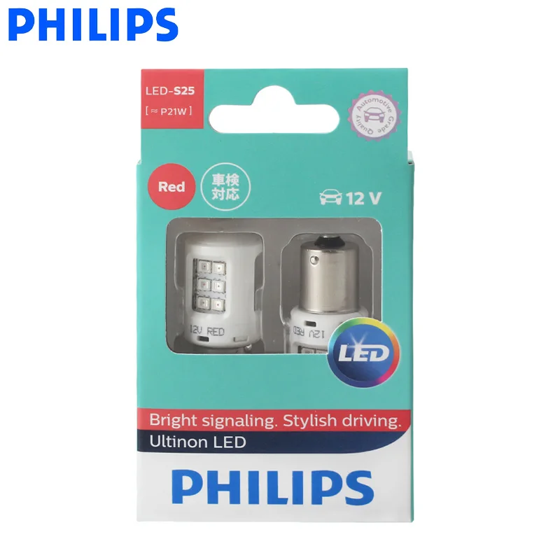 Philips светодиодный P21W S25 BA15s Ultinon указатель поворота автомобиля красного цвета
