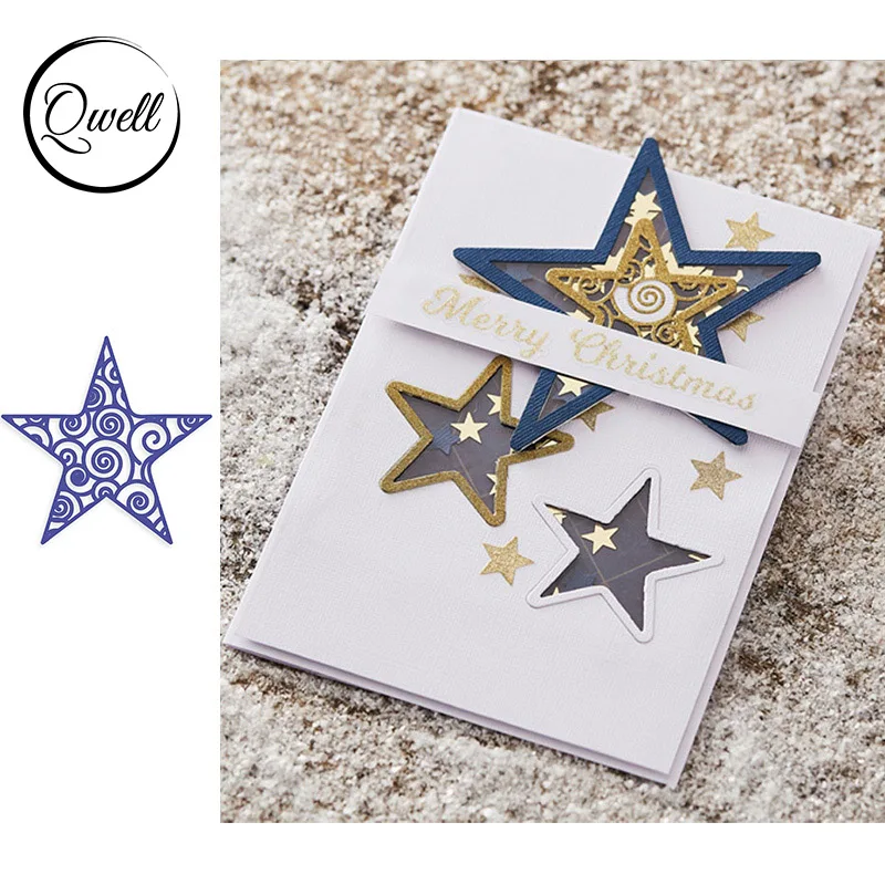 QWELL металлические штампы в форме звезды для скрапбукинга и изготовления карт