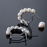 925 sterling silver natural cultured freshwater pearl clip omega earrings for women fashion handmade elegant jewelry party gifts