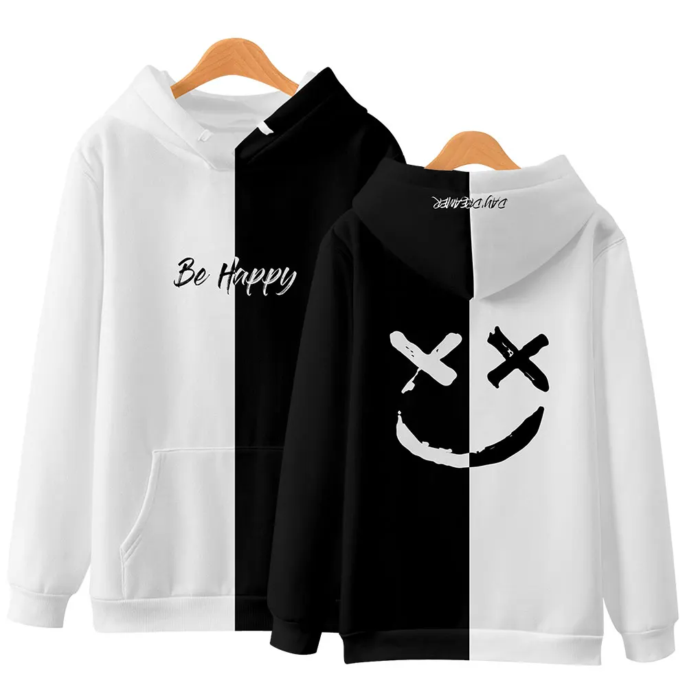 

New Arrival kpop hoody Smiley face hoodies Devil smile face 3d Black orange kids hoodie Men Women Oversized hoodie sweatshirt