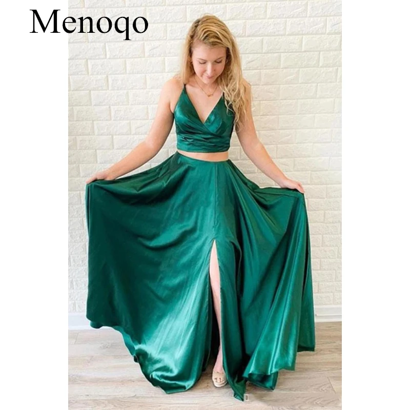 

2020 Новое поступление, два предмета, платья для выпускного вечера, v-образный вырез, с разрезом по бокам, Платья для особых случаев, дешевые ве...