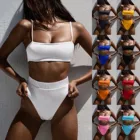 2021 сексуальный женский купальник бикини с высокой талией, купальник, женский купальник, стринги, Бразильское бикини, комплект бикини на бретельках, купальный костюм