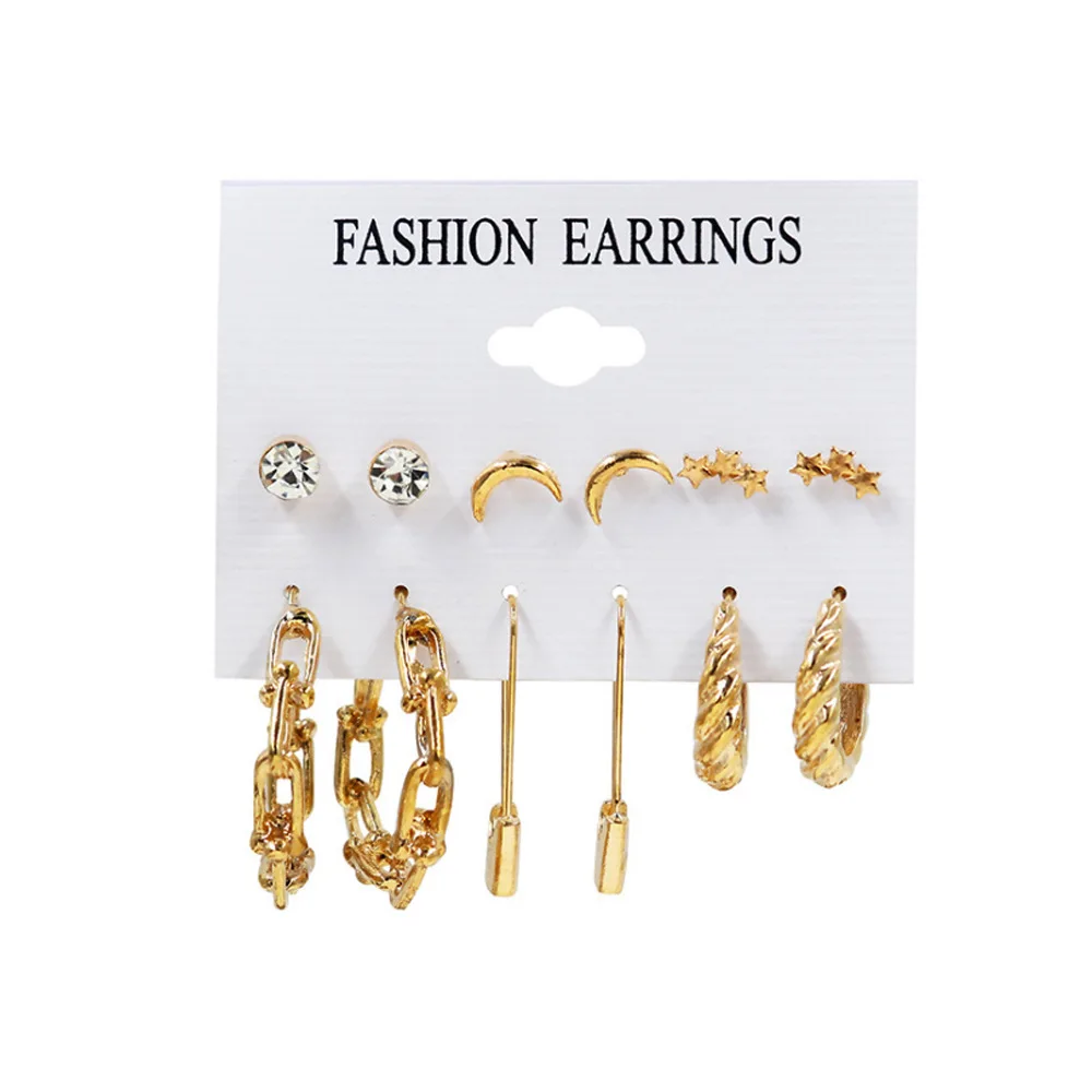 2021 Trend Fashion Geometric Hoop Earrings Set for Women Vintage Punk Gold Metal Circle Brincos Female Jewelry | Украшения и