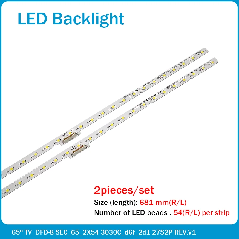 

6 PCS/lot 54LED LED Backlight Strip for Sam sung UN65MU6290VXZA UN65MU6290 BN96-44814A SEC 65 2X54 3030C FL689480 D6T-2D1 27S2P