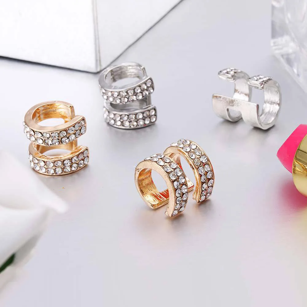 Женские серьги с кристаллами модные маленькие круглые серьги-каффы для ушей