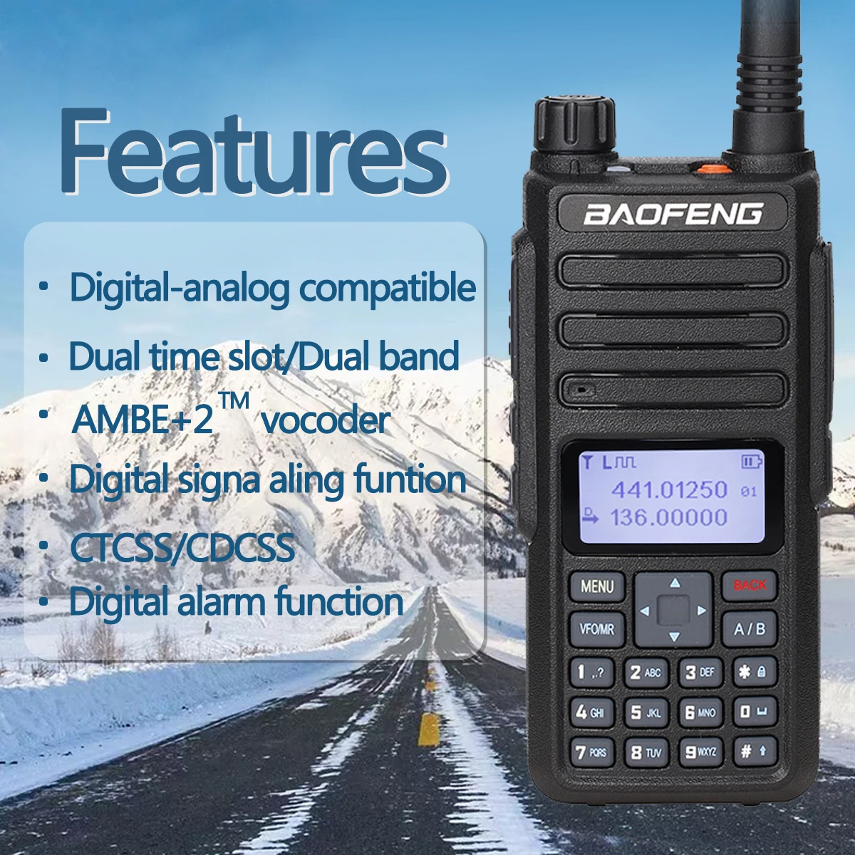 Baofeng DM 1801 Dual Band Time Slot DMR Tier I и II с широким диапазоном цифровой аналоговый 136 174/400 470