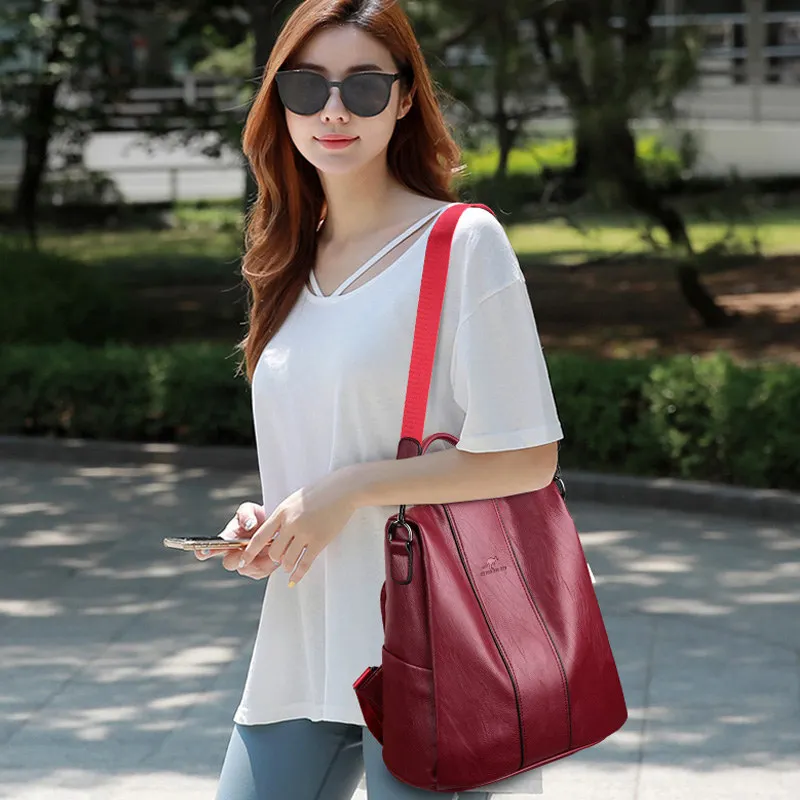 

New High Quality Women Backpack Women Leather Travel Backpack School Bags For Teenage Girls Preppy Mochila Feminina Shoulder Bag